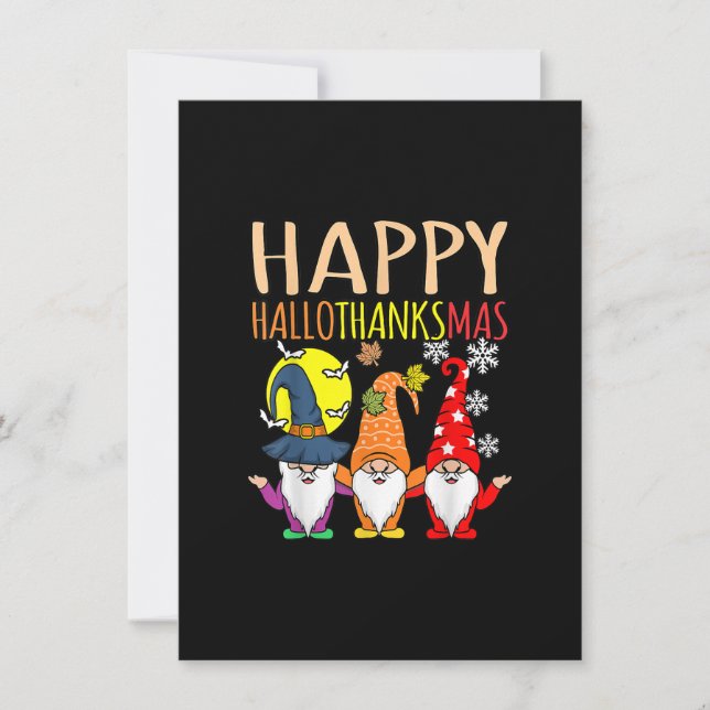 Happy Hallothanksmas Christmas Halloween Thanksgiv Invitation (Front)