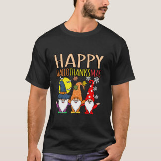 Happy Hallothanksmas Christmas Halloween Thanksgiv T-Shirt