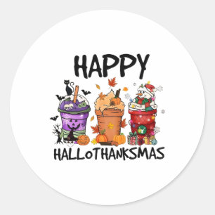 Happy Hallothanksmas Classic Round Sticker