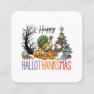 Happy Hallothanksmas Clipart Square Business Card