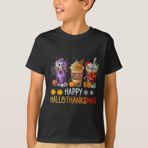 Happy Hallothanksmas Coffee Halloween Thanksgiving T-Shirt