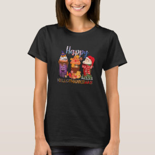 Happy Hallothanksmas Coffee Latte Halloween Thanks T-Shirt