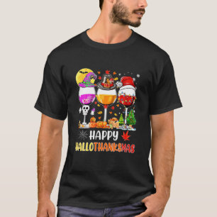 Happy Hallothanksmas Coffee Latte Halloween Thanks T-Shirt