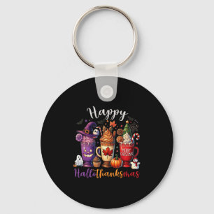 Happy Hallothanksmas Coffee Lover Halloween Merry  Key Ring