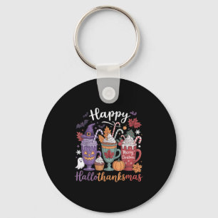 Happy Hallothanksmas Coffee Lover Halloween Merry  Key Ring