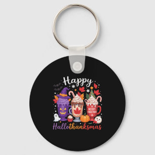 Happy Hallothanksmas Coffee Lover Halloween Merry  Key Ring