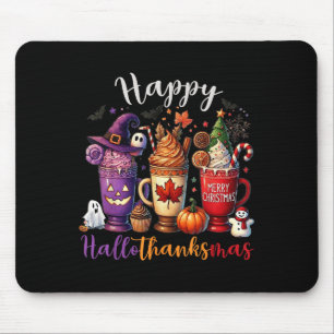 Happy Hallothanksmas Coffee Lover Halloween Merry  Mouse Mat