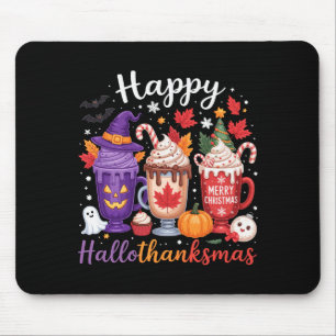 Happy Hallothanksmas Coffee Lover Halloween Merry  Mouse Mat
