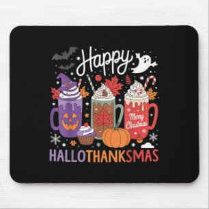 Happy Hallothanksmas Coffee Lover Halloween Merry  Mouse Mat