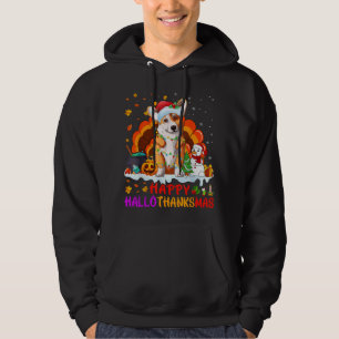 Happy Hallothanksmas Corgi Dog Halloween Thanksgiv Hoodie