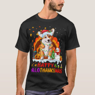 Happy Hallothanksmas Corgi Dog Halloween Thanksgiv T-Shirt