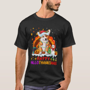 Happy Hallothanksmas Corgi Dog Halloween Thanksgiv T-Shirt