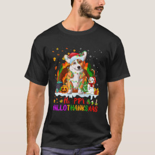 Happy Hallothanksmas Corgi Dog Halloween Thanksgiv T-Shirt
