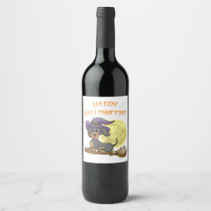 Happy Hallothanksmas Corgi Dog Halloween Thanksgiv Wine Label