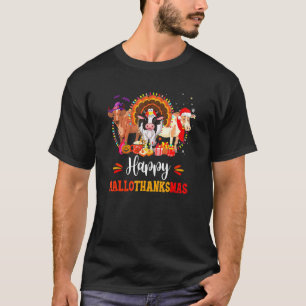 Happy Hallothanksmas Cow Turkey Halloween Thanksgi T-Shirt