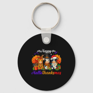 Happy Hallothanksmas Cows For Farmer  Key Ring