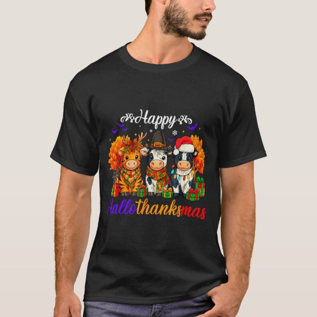 Happy Hallothanksmas Cows For Farmer  T-Shirt (Front)
