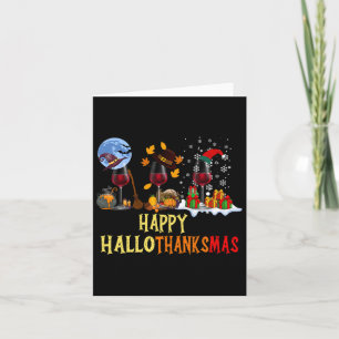 Happy Hallothanksmas Cute Beer Fall Halloween Wome Card