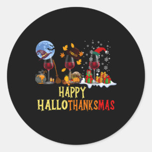 Happy Hallothanksmas Cute Beer Fall Halloween Wome Classic Round Sticker