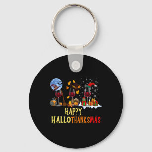Happy Hallothanksmas Cute Beer Fall Halloween Wome Key Ring