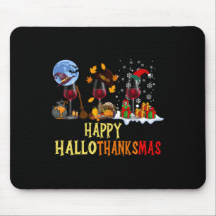 Happy Hallothanksmas Cute Beer Fall Halloween Wome Mouse Mat