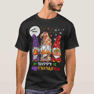 Happy Hallothanksmas Cute Funny Gnome Lover T-Shirt