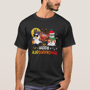 Happy Hallothanksmas Cute Ghost Halloween Thanksgi T-Shirt