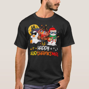 Happy Hallothanksmas Cute Ghost Halloween Thanksgi T-Shirt