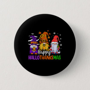 Happy Hallothanksmas Cute Gnomes Fall Halloween Wo 6 Cm Round Badge