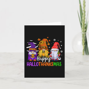 Happy Hallothanksmas Cute Gnomes Fall Halloween Wo Card