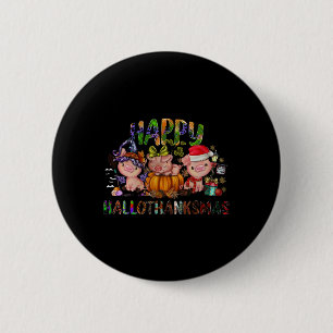 Happy Hallothanksmas Cute Pig Farm Animals Farmer 6 Cm Round Badge