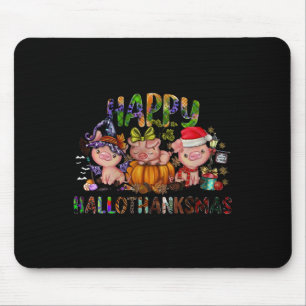 Happy Hallothanksmas Cute Pig Farm Animals Farmer Mouse Mat