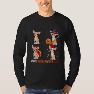 Happy Hallothanksmas Cute Witch Turkey Santa T-Shirt