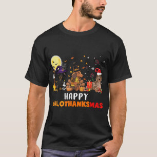  Happy Hallothanksmas Dachshund Dog Lover  T-Shirt