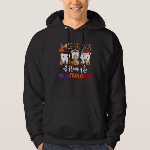 Happy HalloThanksMas Dental Boo Crew Dentist Assis Hoodie