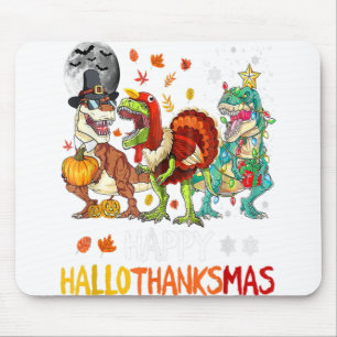 Happy Hallothanksmas Dinosaur T-Rex Halloween Chri Mouse Mat
