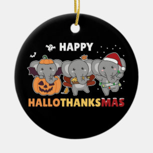 Happy Hallothanksmas Elephant Christmas Elephant C Ceramic Tree Decoration