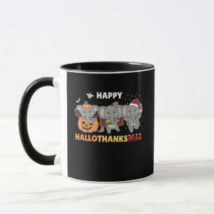 Happy Hallothanksmas Elephant Christmas Elephant Mug