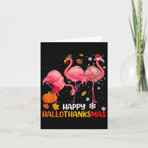 Happy Hallothanksmas Flamingo Card