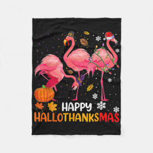 Happy Hallothanksmas Flamingo Fleece Blanket