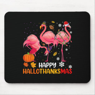 Happy Hallothanksmas Flamingo Mouse Mat