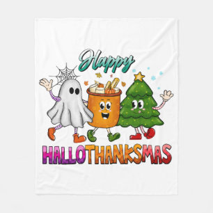 Happy Hallothanksmas Fleece Blanket