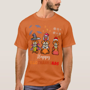 Happy Hallothanksmas Fo Lovers Halloween Thanksgiv T-Shirt