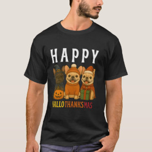Happy Hallothanksmas Frenchie Cute French Bulldog T-Shirt