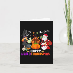 Happy Hallothanksmas Fun Halloween Fall Christmas Card