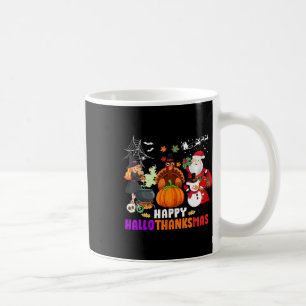Happy Hallothanksmas Fun Halloween Fall Christmas Coffee Mug