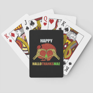 Happy Hallothanksmas Fun Holiday Season Mashup Playing Cards