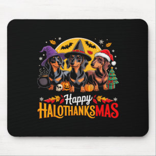 Happy Hallothanksmas Funny Dachshund Dog Lover Dog Mouse Mat