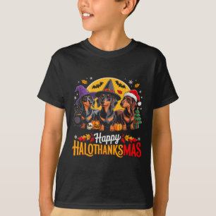 Happy Hallothanksmas Funny Dachshund Dog Lover Dog T-Shirt
