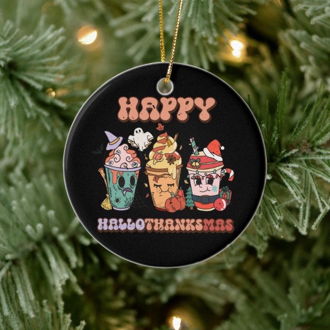 Happy HalloThanksMas Funny Dark Ceramic Tree Decoration (Tree)